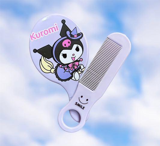 Mini espejo de kuromi con cepillito de bolsillo