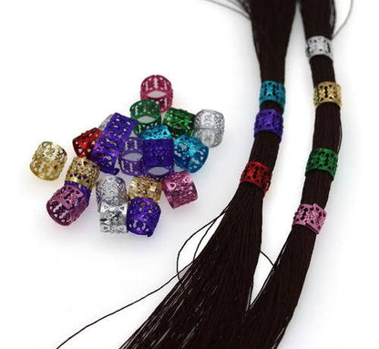 Paquete de anillos para el cabello/filigree tube hair jewelry (colores al azar) PEQUEÑOS
