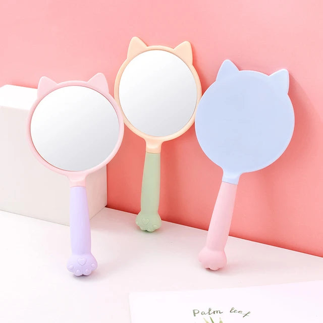 Espejo de mano de patita de gato (color y presentación al azar)